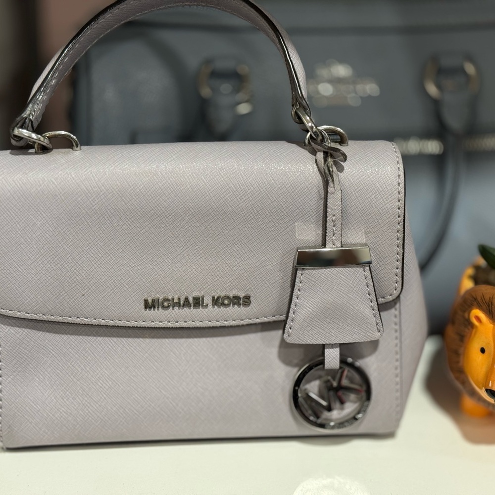 Michael Kors Gray Mini Saffiano Leather Satchel